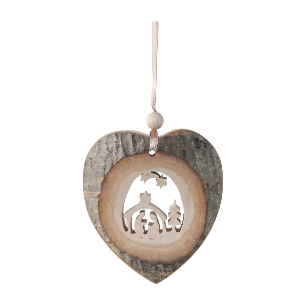 Wooden Hanging Heart in Natural Wood