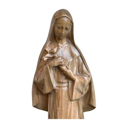 Hand-Carved Wooden Statue of Saint Rita of Cascia from Val Gardena