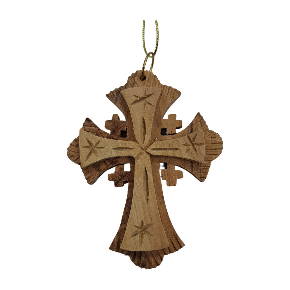 Olive Wood Holding Cross Pendant, Style HL143