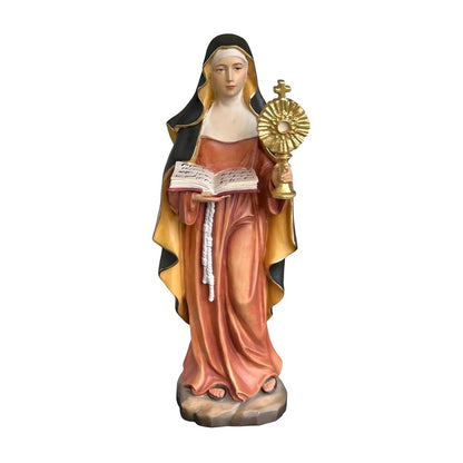 Statue of Saint Clare of Assisi with Monstrance in Wood Carved in Val Gardena