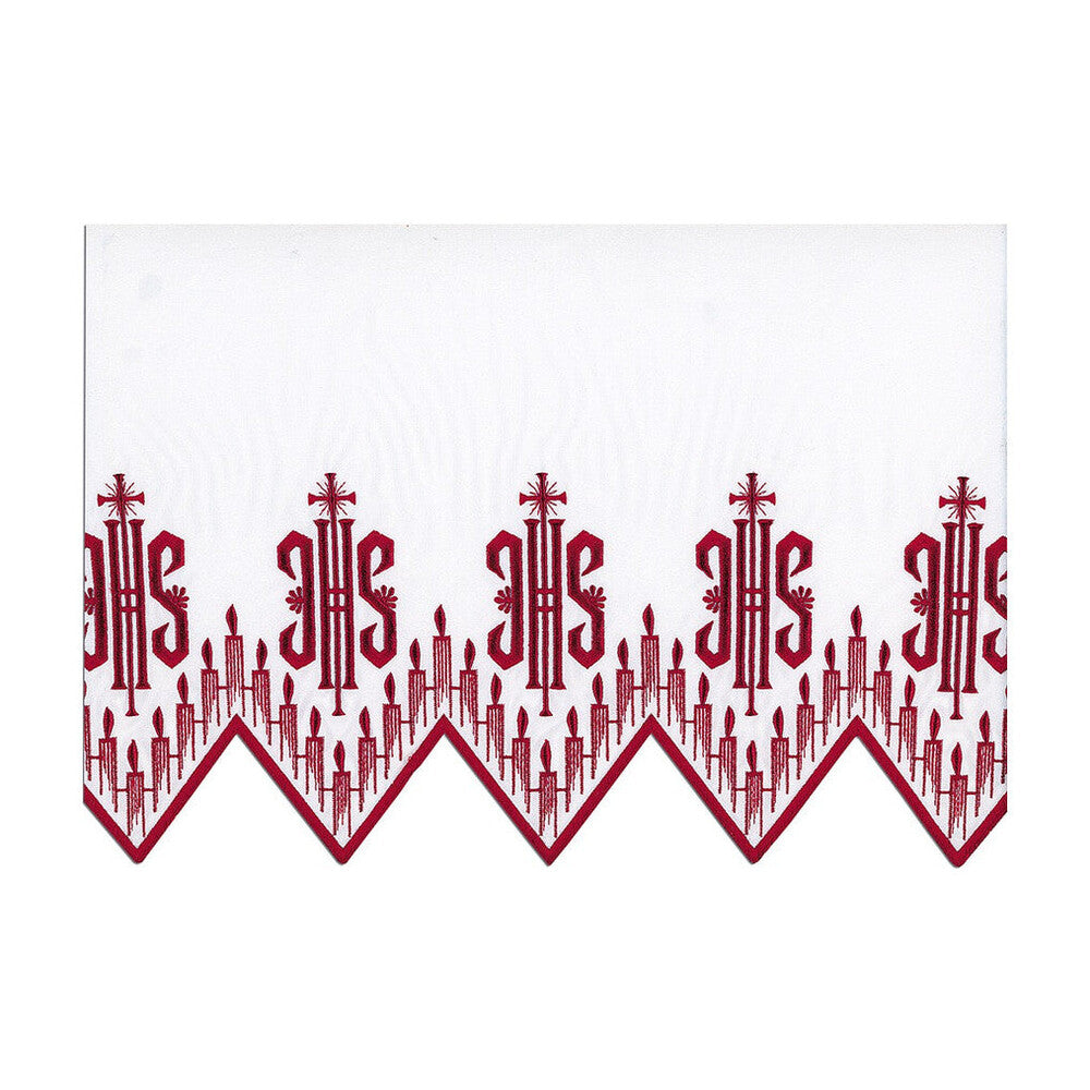 Red Silk Embroidered Altar Cloth - Design BV1408R