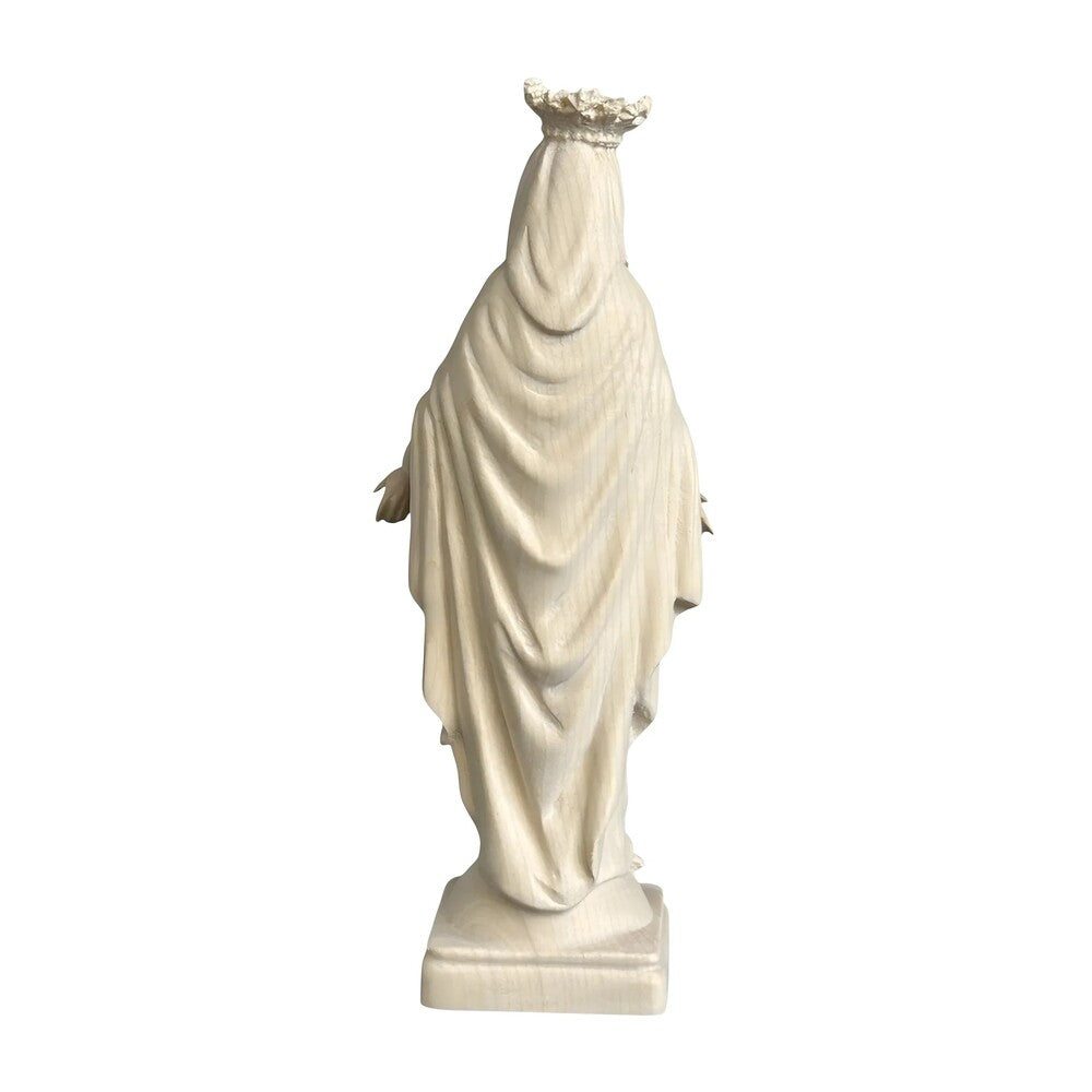Statue Madonna with Crown and Welcoming Gesture, Val Gardena Wood Sculpture