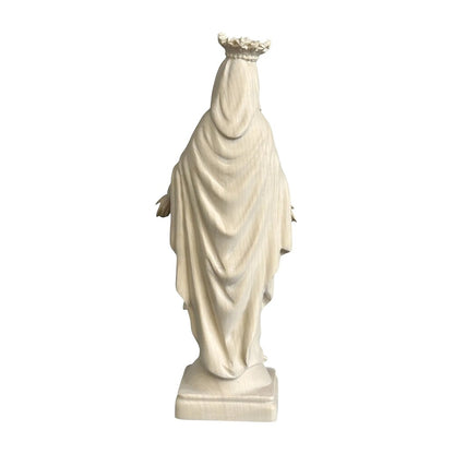Statue Madonna with Crown and Welcoming Gesture, Val Gardena Wood Sculpture
