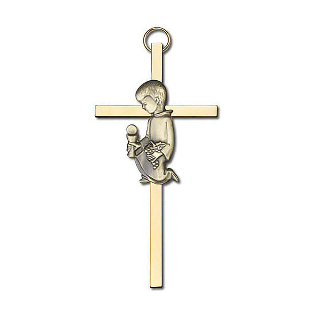 Communion Boy 4" Metal Wall Cross 4430