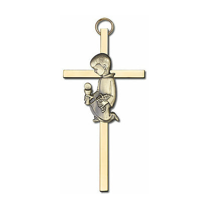 Communion Boy 4" Metal Wall Cross 4430