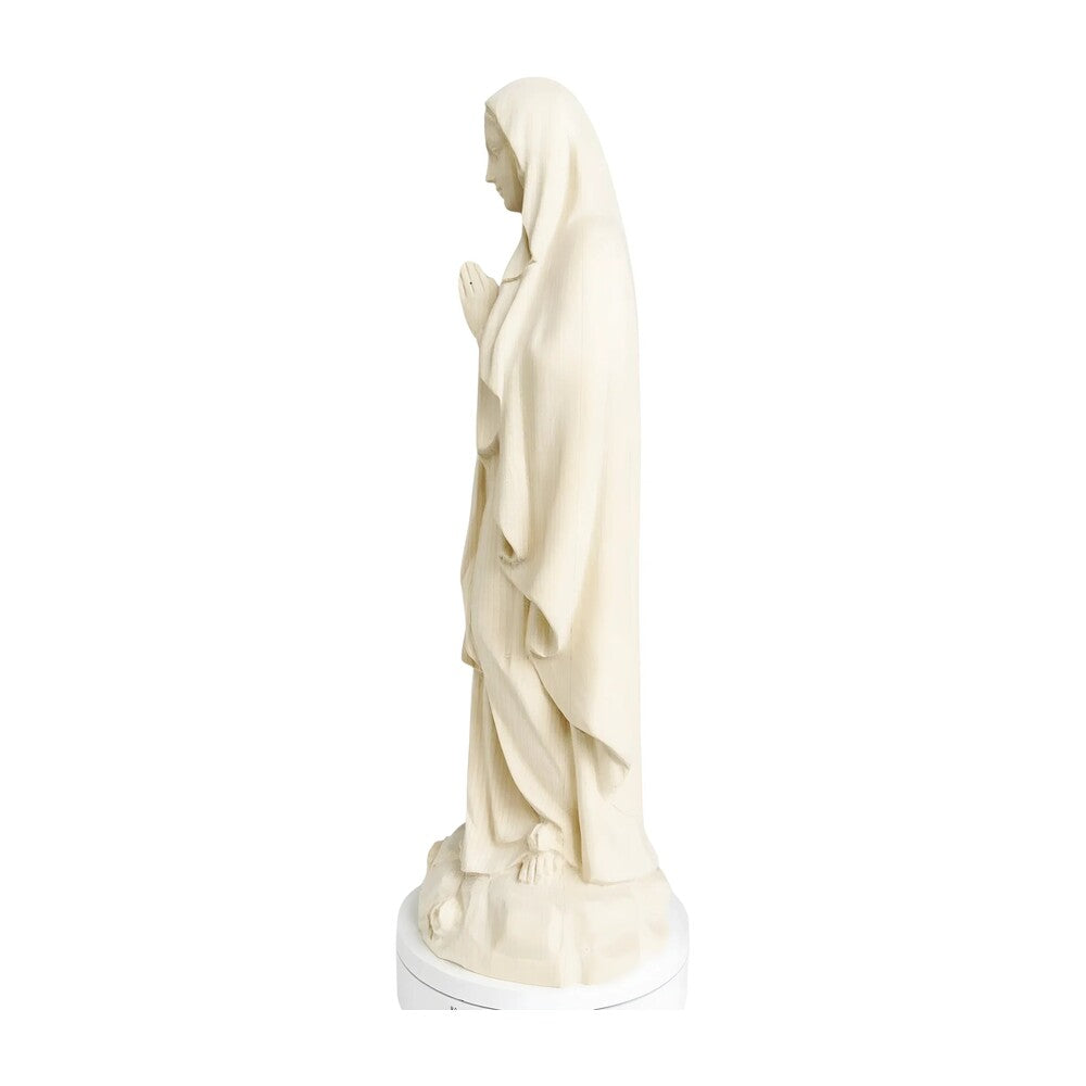 Hand-Carved Wooden Statue of Our Lady of Lourdes in Val Gardena