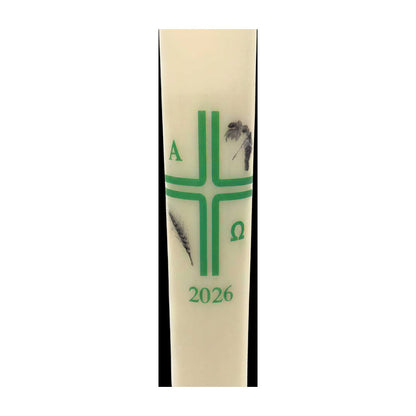 Green Cross with Grapes and Wheat Paschal Candle