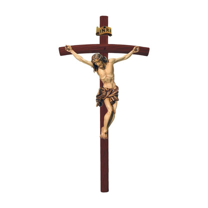 Baroque Crucified Jesus in Handcrafted Wood from Val Gardena