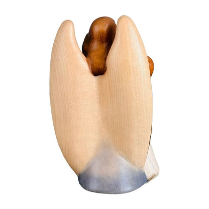 Guardian Angel Sculpture with Girl in Val Gardena Maple Wood