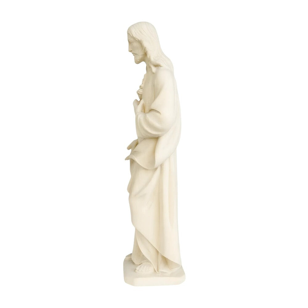 Sacred Heart of Jesus Sculpture in Hand-Painted Val Gardena Wood