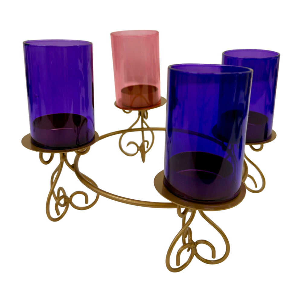 8 1/4" Advent Candle Holder with Coloured Glasses