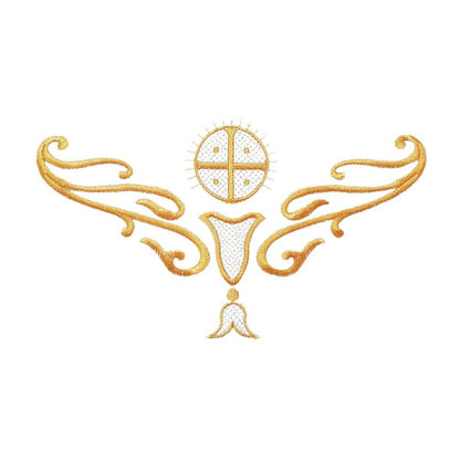 Cotton Blend Alb with Embroidered Eucharistic Chalice Motif