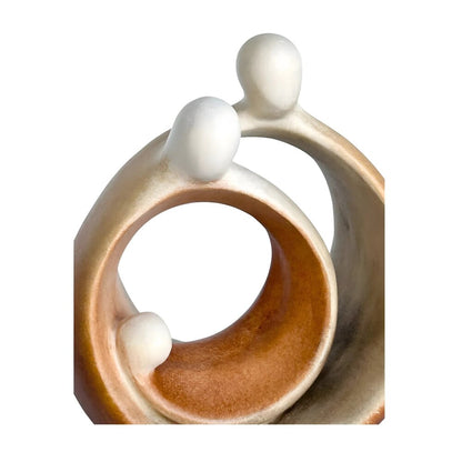 Modern Stylized Nativity Scene in Maple Wood – Family Embrace Sculpture
