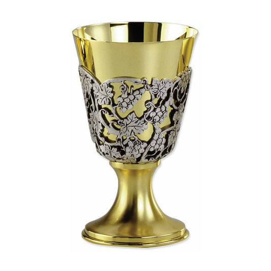 6 1/4" Grape Vine Design Two Tone Silver & Gold Chalice
