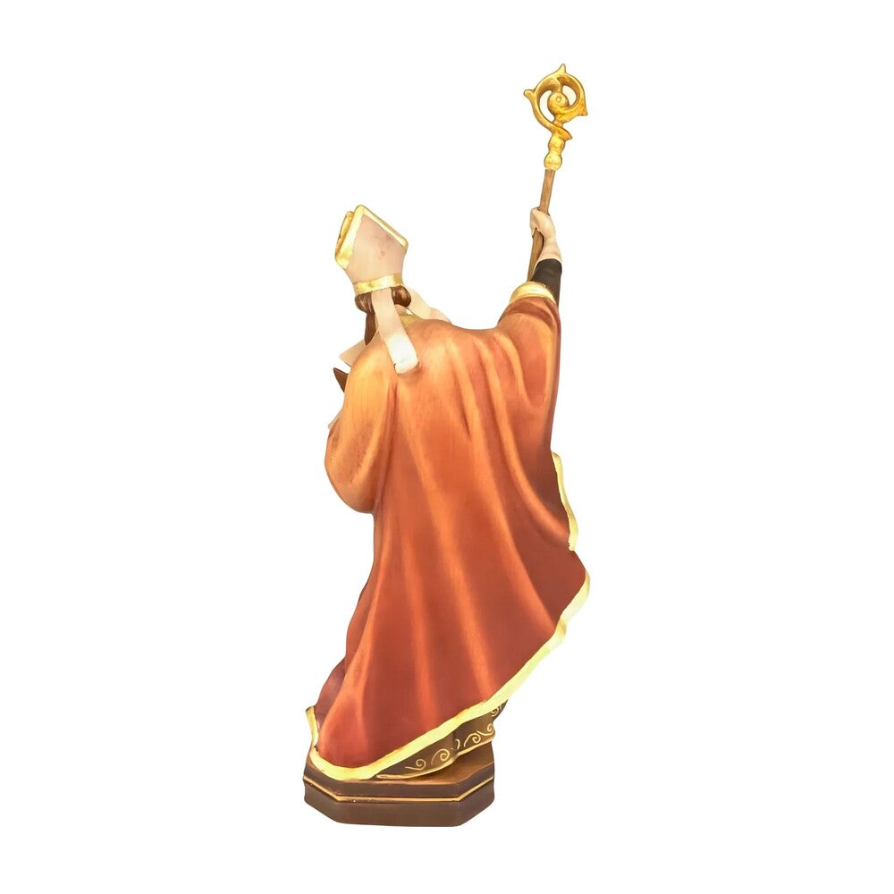 Statue of Saint Anselm Bishop with Crozier and Boat – Dolfi Hand-Carved and Painted