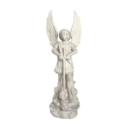 Saint Michael Archangel with Sword and Devil - Sacred Wood Carving from Val Gardena