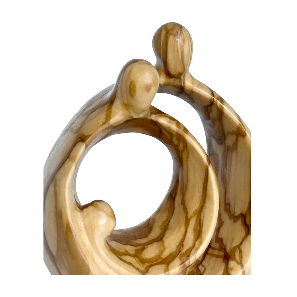 Modern Stylized Nativity Scene in Maple Wood – Family Embrace Sculpture