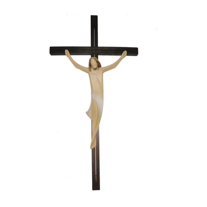Crucifix Modern Stylized Carved Wood Val Gardena