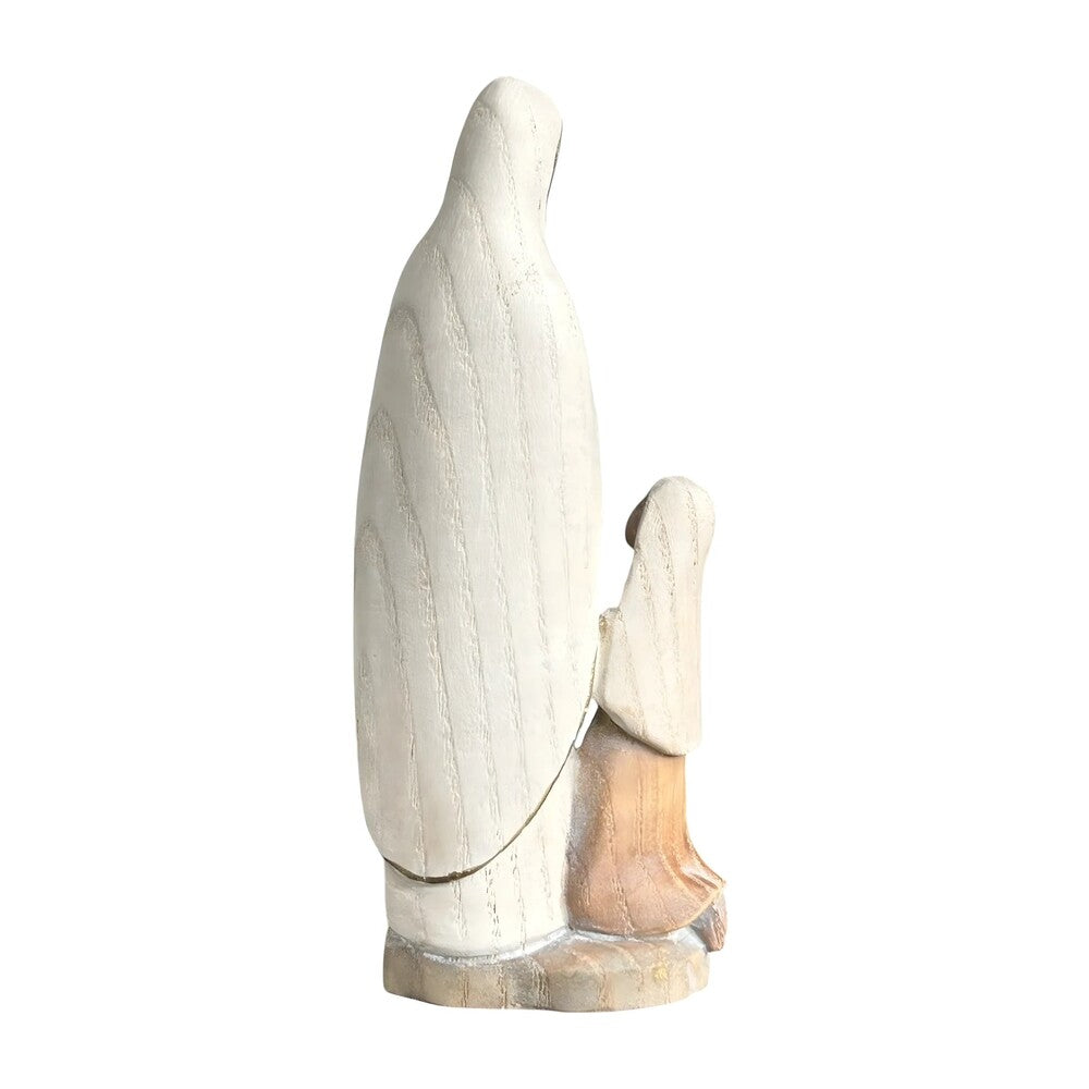 Our Lady of Lourdes and Saint Bernadette Carved Wood Statue