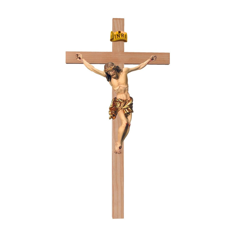 Crucifix Sculpture Christ on the Cross Realistic Hand-Carved in Wood