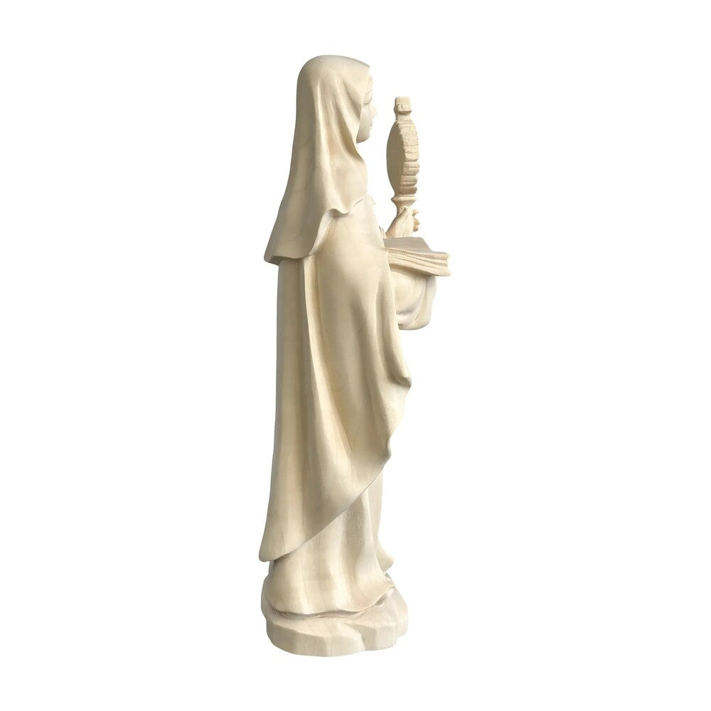 Statue of Saint Clare of Assisi with Monstrance in Wood Carved in Val Gardena