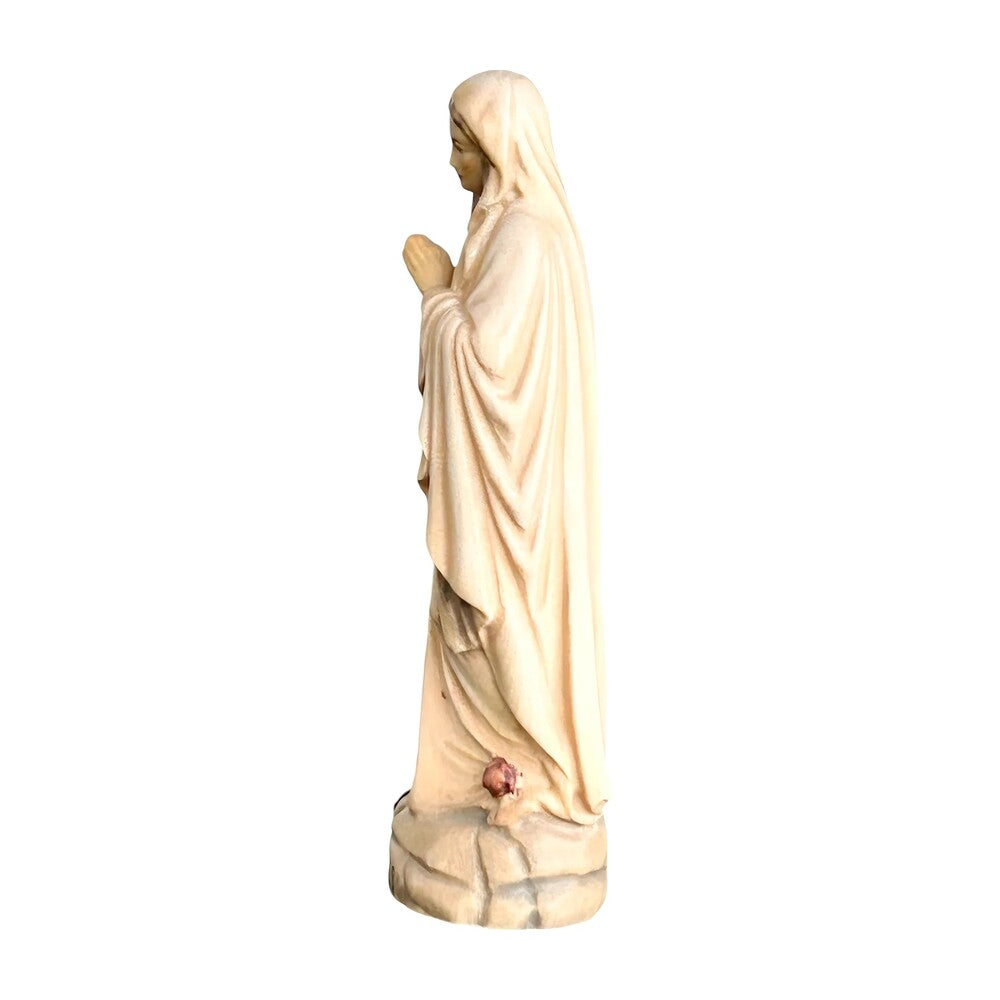 Hand-carved Lourdes Madonna statue in maple and linden wood