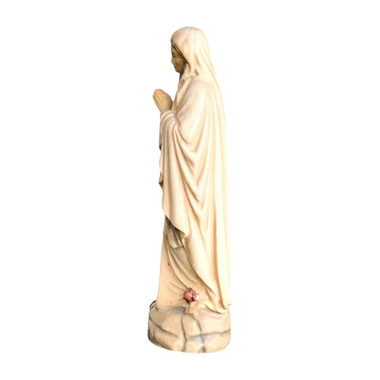 Hand-carved Lourdes Madonna statue in maple and linden wood