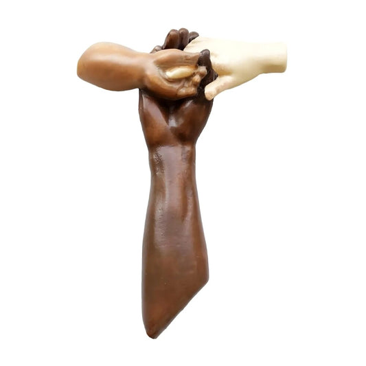 Handcrafted Wooden Sculpture Intertwined Hands - Symbol of Peace and Unity