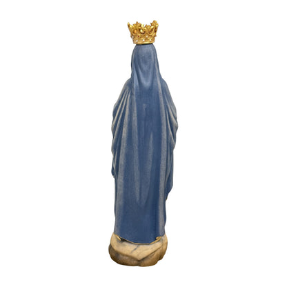 Our Lady of Lourdes Statue with Golden Crown in Carved Wood