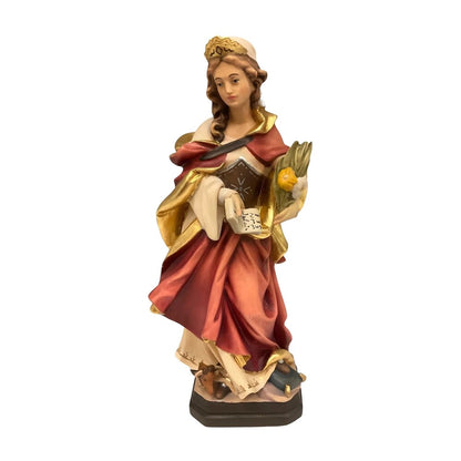 Sculpture Saint Perpetua in carved wood, Val Gardena