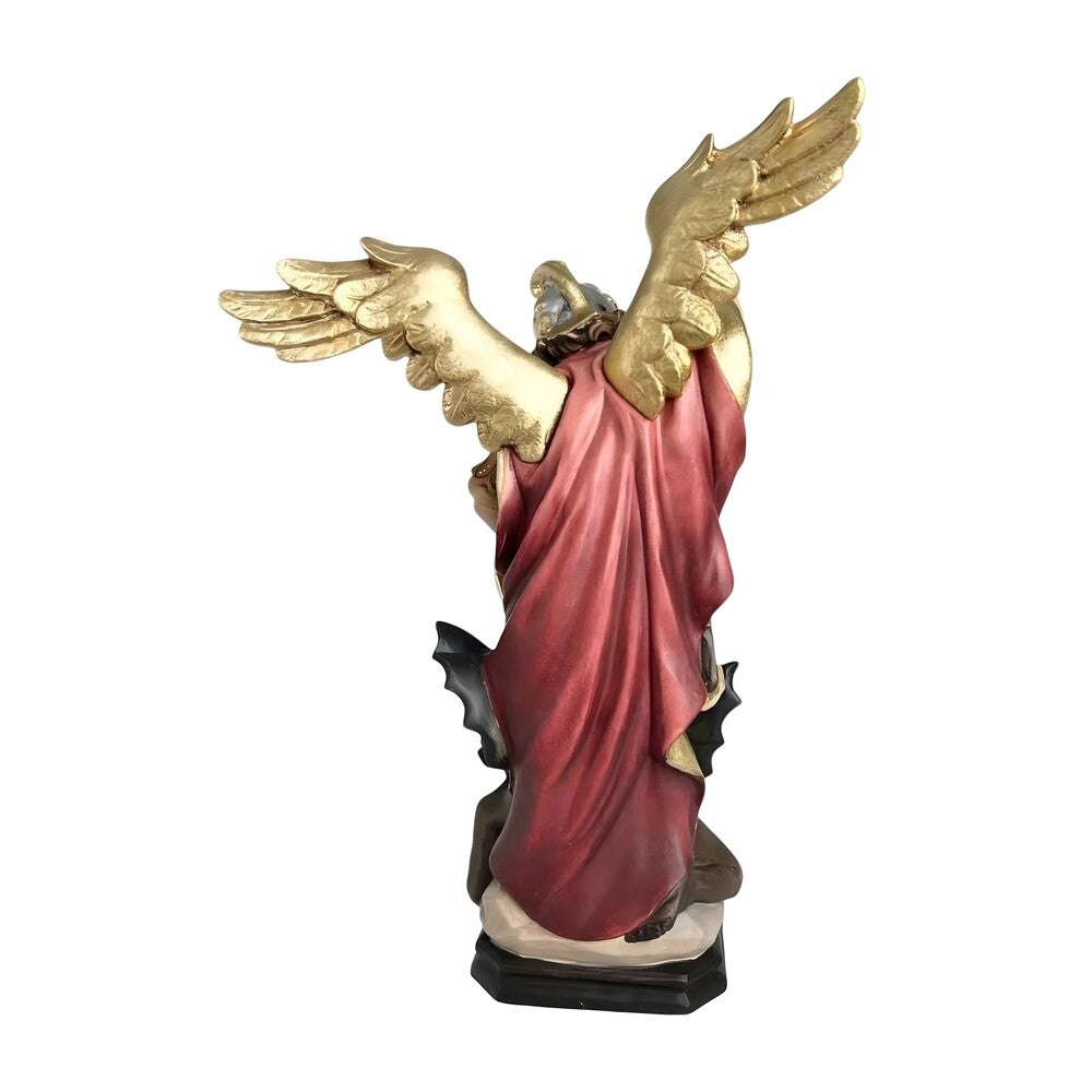 Archangel Michael Defeating Satan Statue - Val Gardena Wood Sculpture