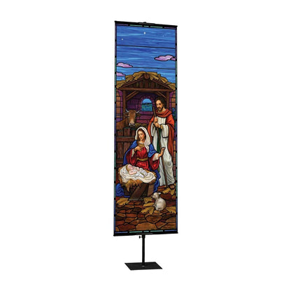 Stained Glass Nativity Banner Set