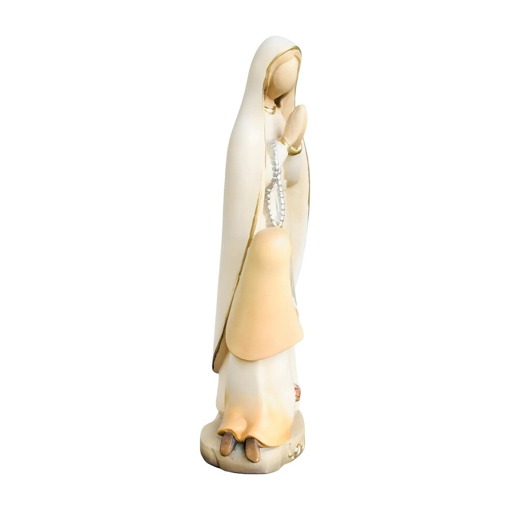 Our Lady of Lourdes and Saint Bernadette Carved Wood Statue