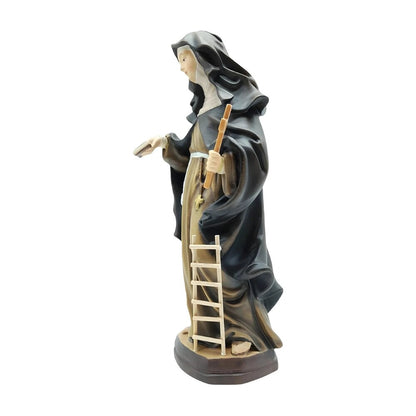 Statue Sister Angela Merici in Val Gardena Wood, Hand-Painted Sacred Sculpture