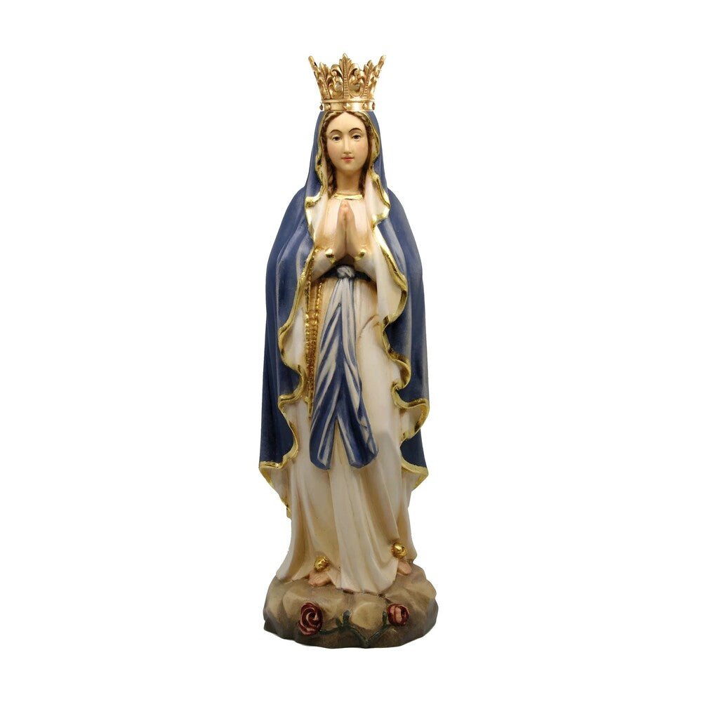 Statue Our Lady of Lourdes Immaculate Conception in Val Gardena Wood with Crown