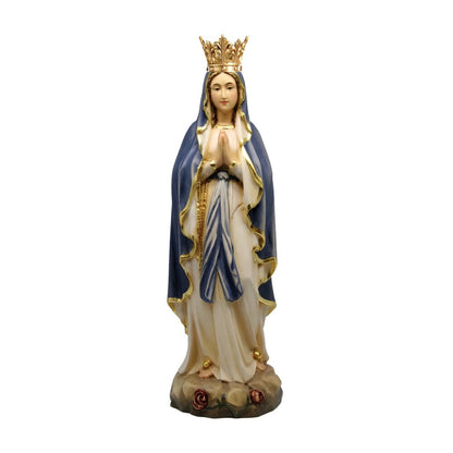 Statue Our Lady of Lourdes Immaculate Conception in Val Gardena Wood with Crown