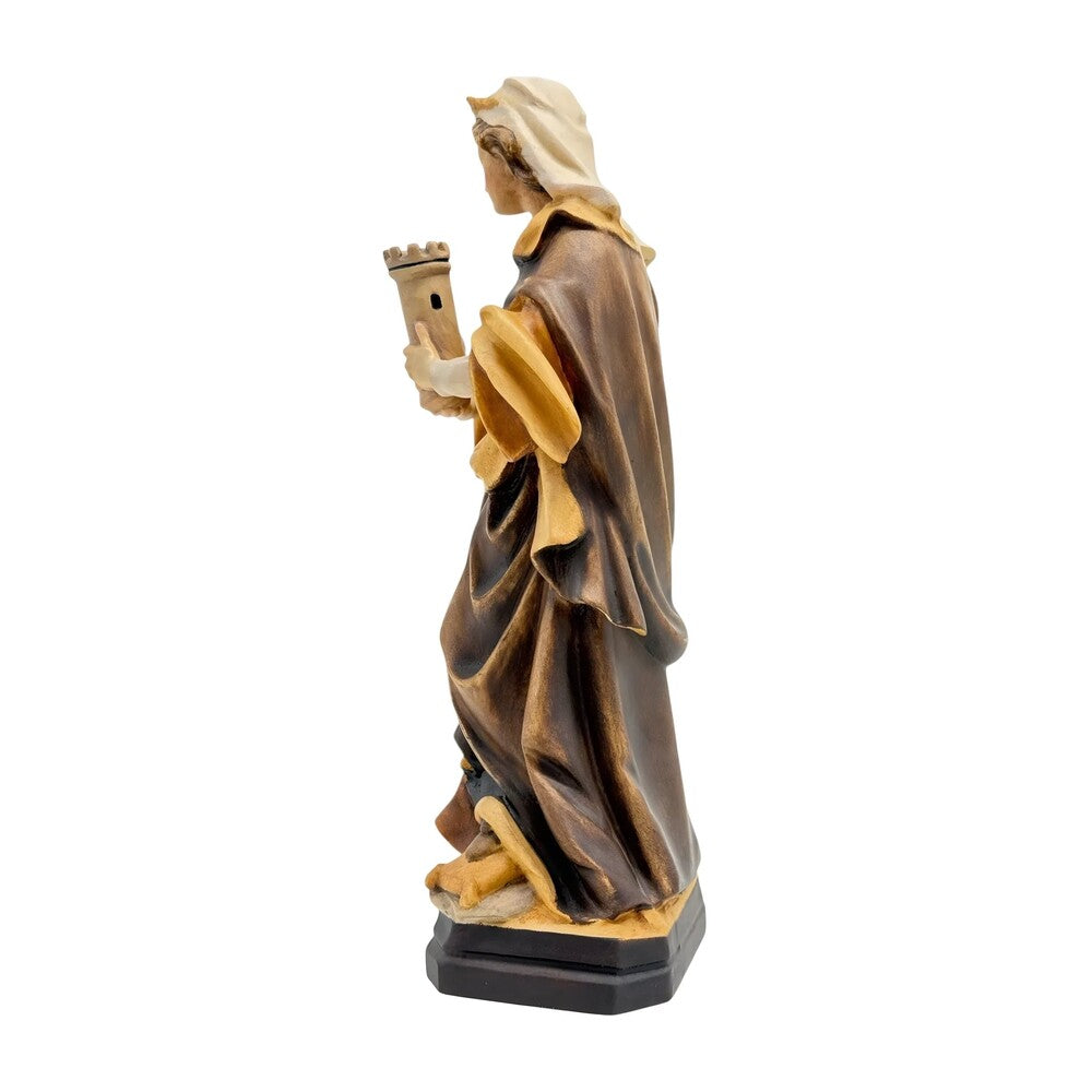 Santa Barbara with Tower: Handcrafted Wood Carving from Val Gardena