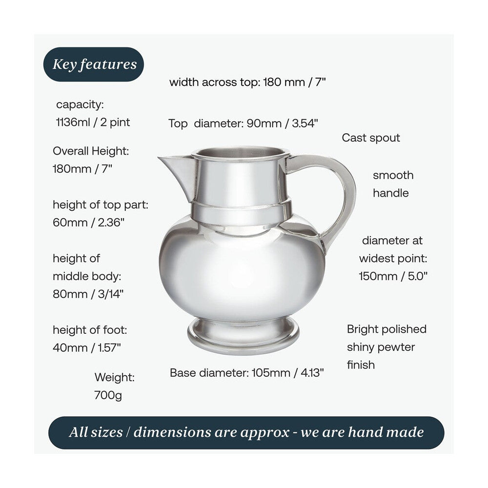 Two Pint Pewter Water Jug