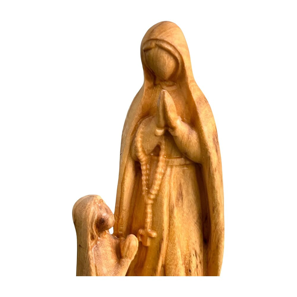 Our Lady of Lourdes and Saint Bernadette Carved Wood Statue