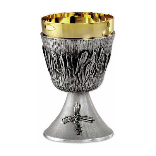 6 1/2" High Heavily Textured Brass Chalice