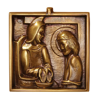 4 3/4" Square Brass Stations of the Cross Set