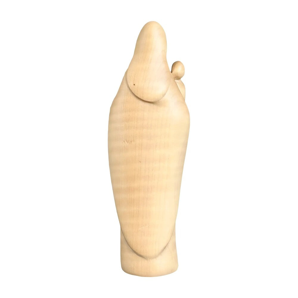 Modern Madonna with Child, Val Gardena Artisanal Wood Sculpture