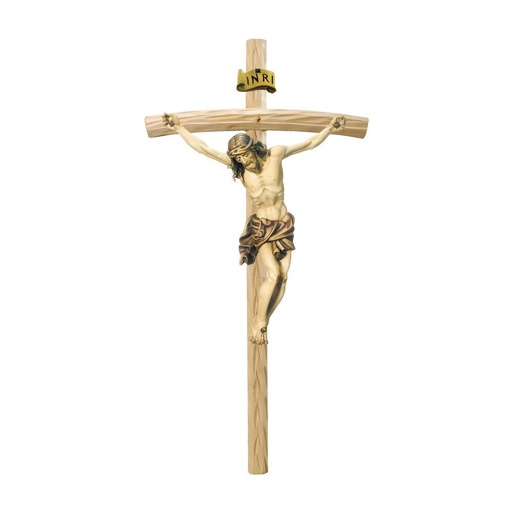 Hand-Carved Baroque Crucified Christ in Val Gardena Wood