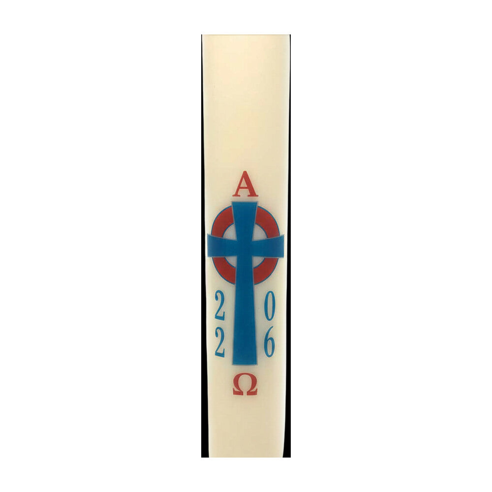 Blue and Red Celtic Cross Paschal Candle