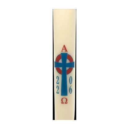 Blue and Red Celtic Cross Paschal Candle