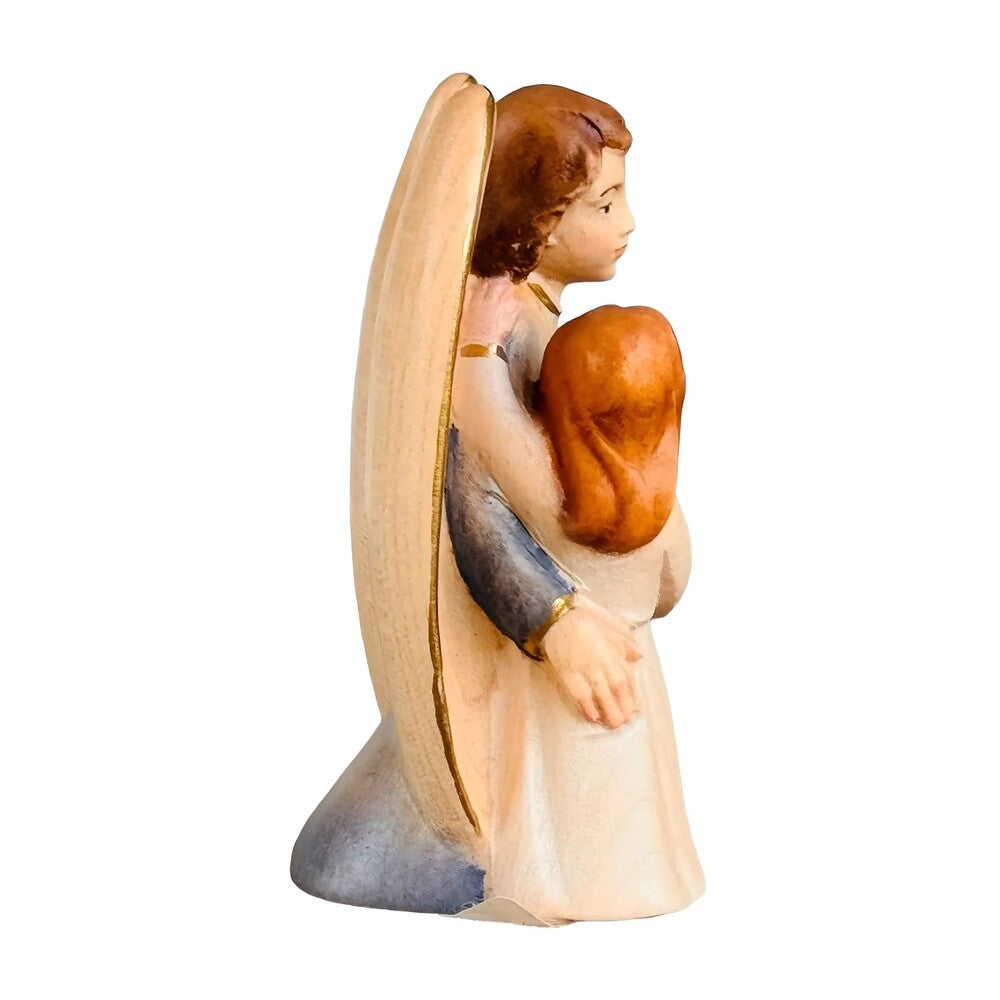 Guardian Angel Sculpture with Girl in Val Gardena Maple Wood