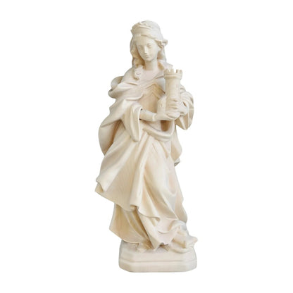 Santa Barbara with Tower: Handcrafted Wood Carving from Val Gardena