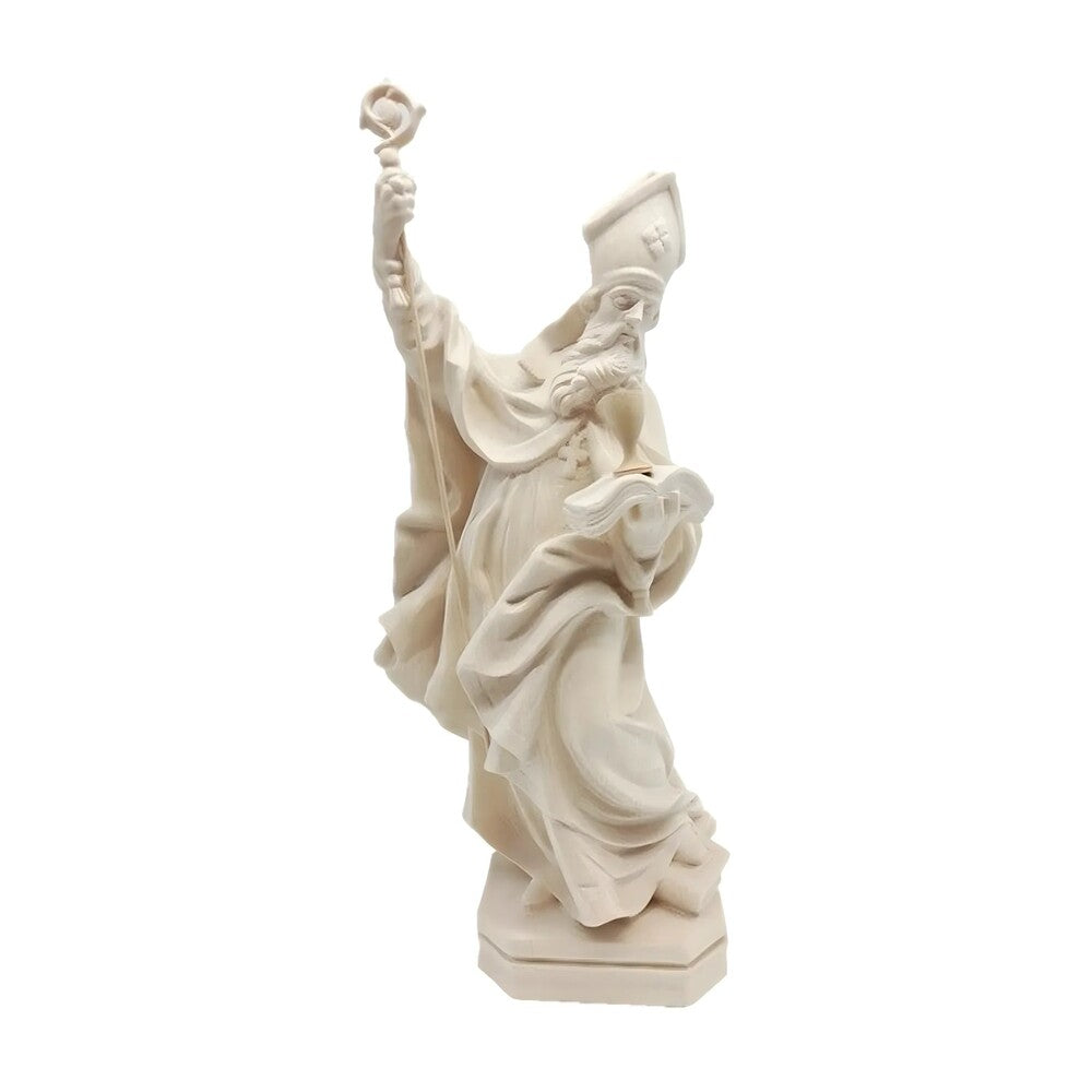 Sculpture of Saint Richard Bishop with Crozier and Book in Val Gardena Wood