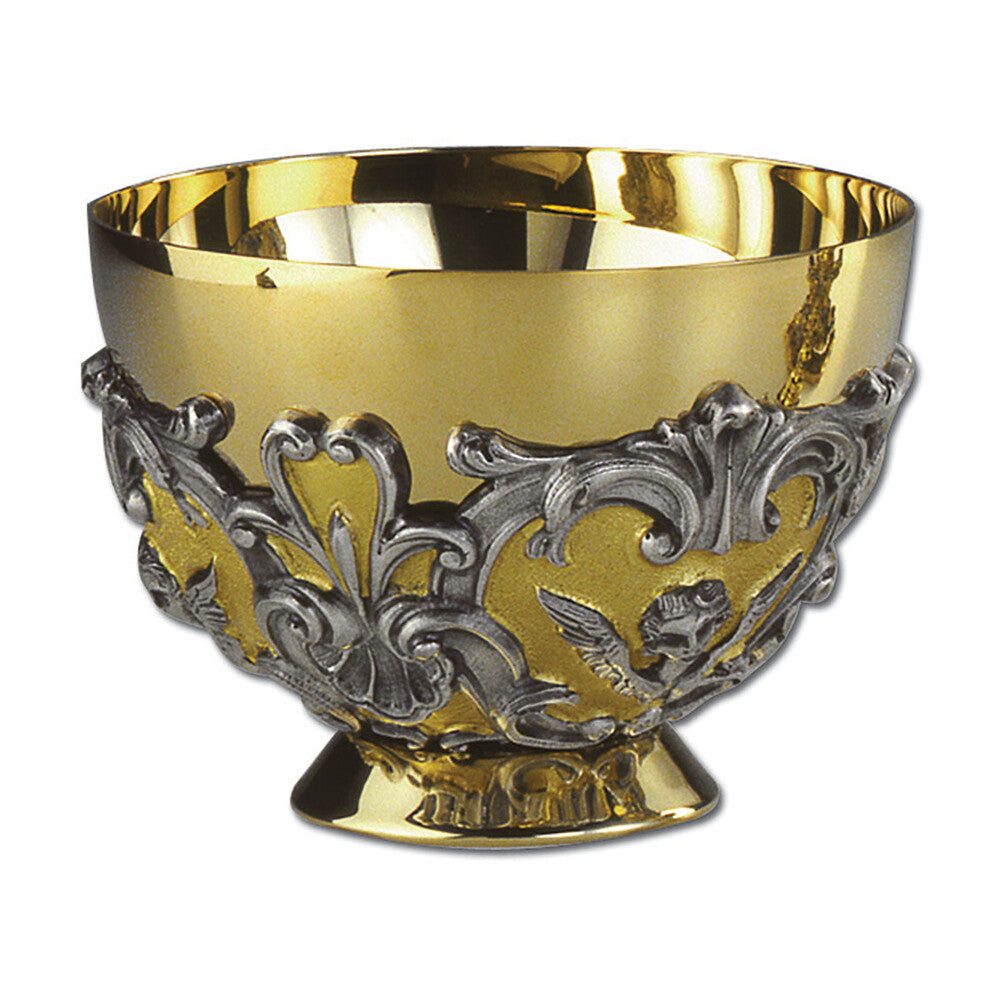 3 1/8" Ornate Two Tone Silver & Gold Plated Open Ciborium