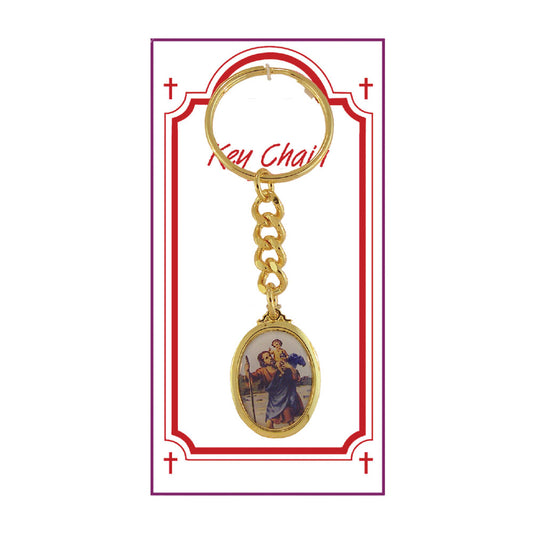 St Christopher Gold Plated Key Chain